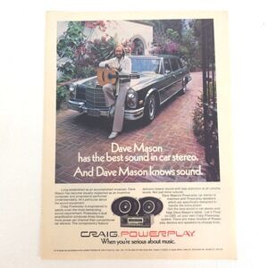 Dave Mason Mercedes Craig Powerplay Stereo Print Ad Vintage 1977 Guitar Photo